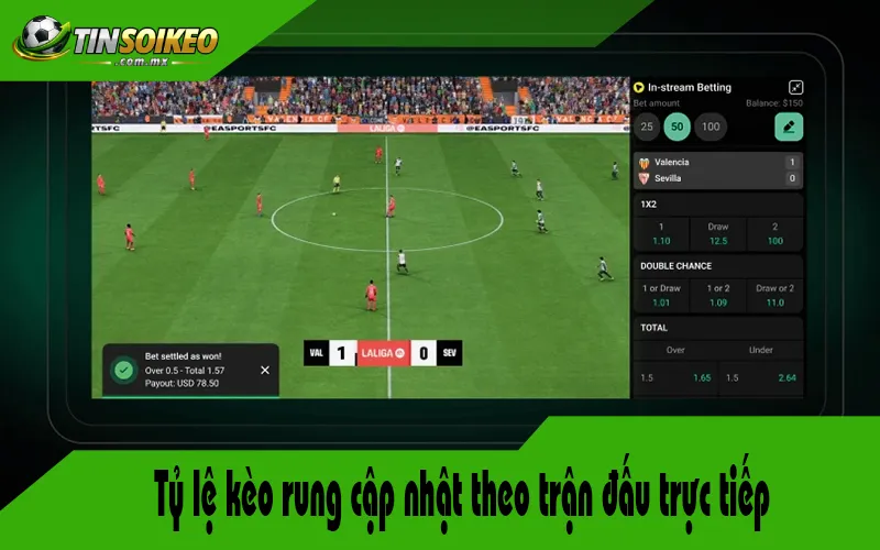 Tỷ lệ kèo rung cập nhật theo trận đấu trực tiếp